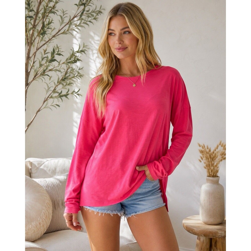 Mersea Catalina Stitches Slub Tee Oversized Boxy Top Pink One Size OS